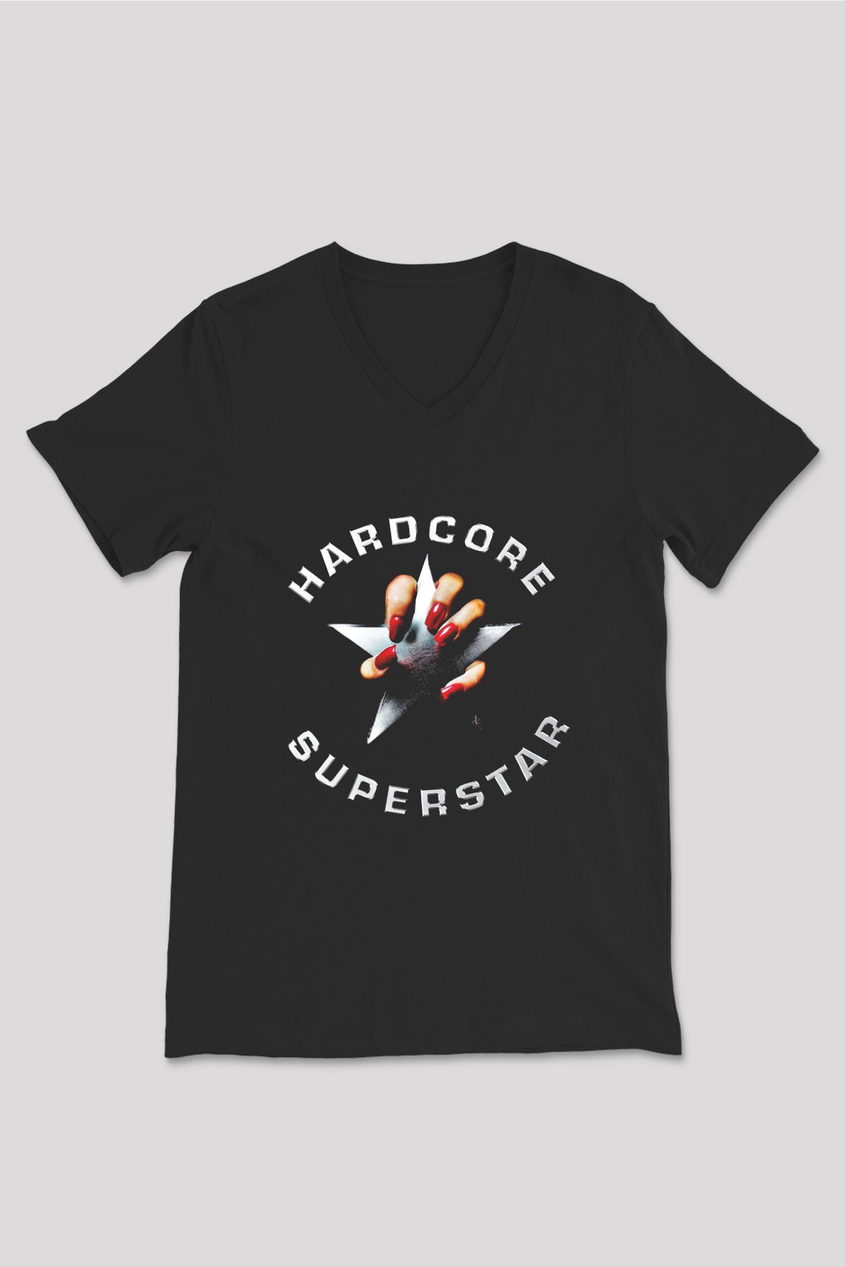 Hardcore Superstar Baskılı Unisex Siyah V Yaka Tişört