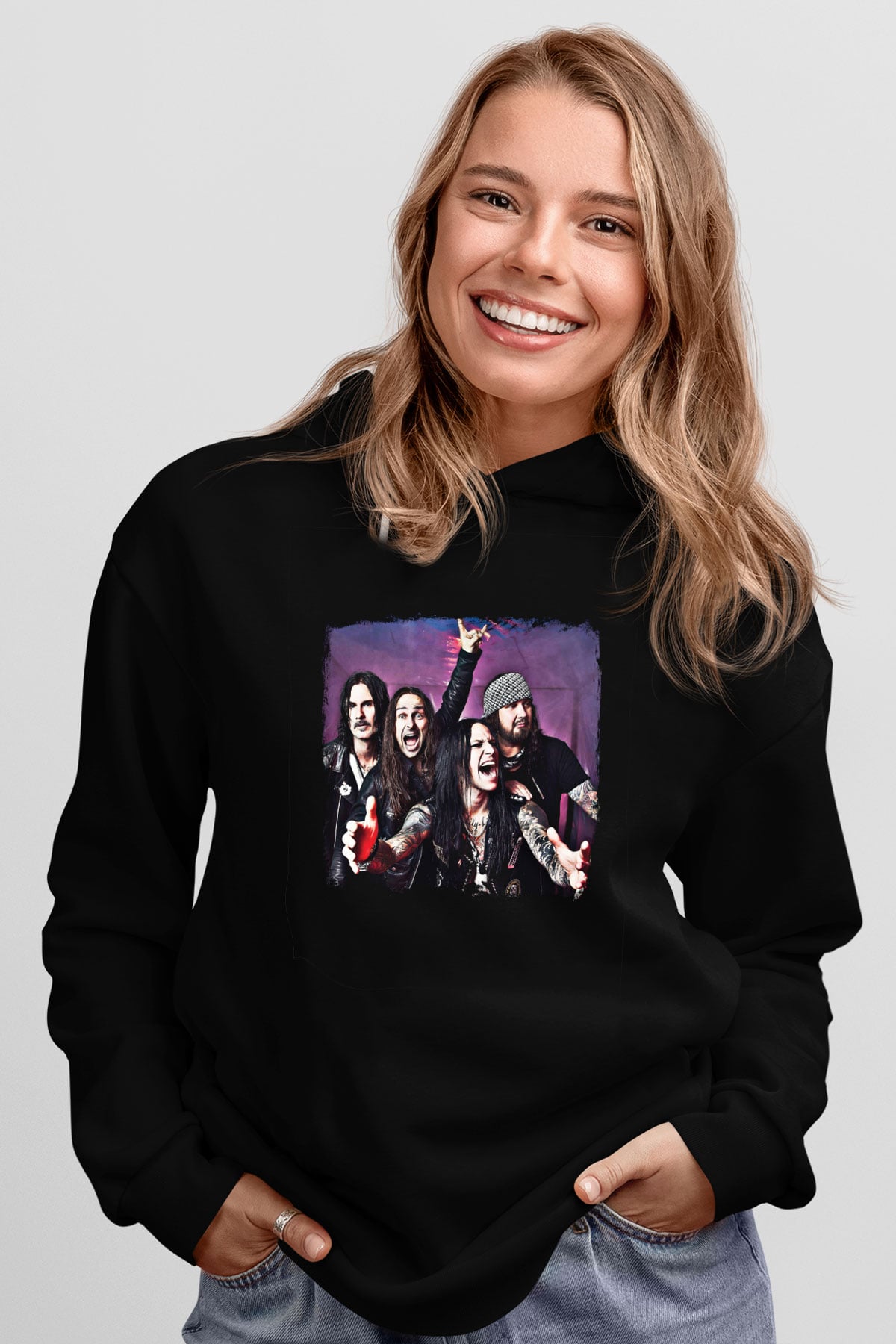 Hardcore Superstar Baskılı Unisex Siyah Hoodie