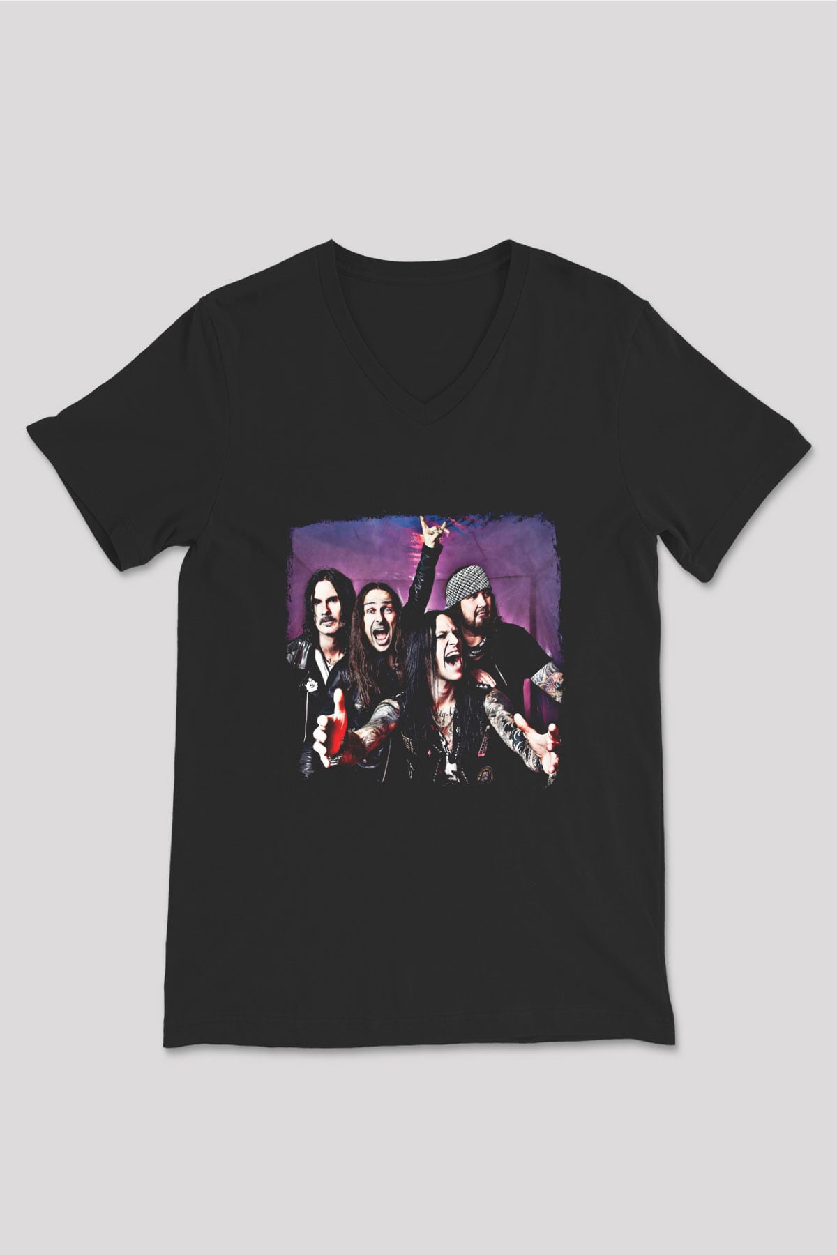 Hardcore Superstar Baskılı Unisex Siyah V Yaka Tişört