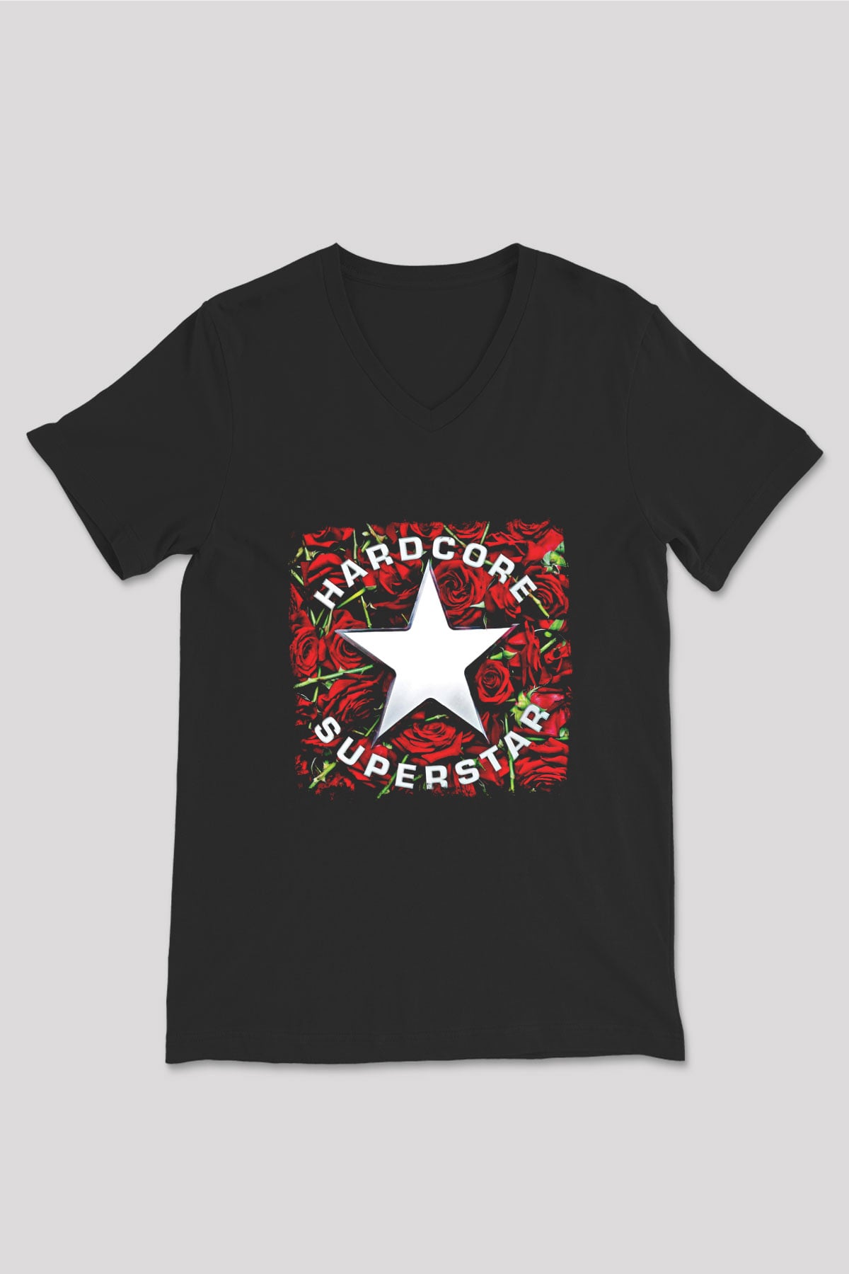 Hardcore Superstar Baskılı Unisex Siyah V Yaka Tişört