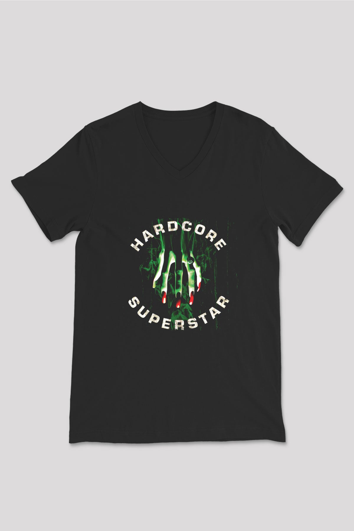Hardcore Superstar Baskılı Unisex Siyah V Yaka Tişört