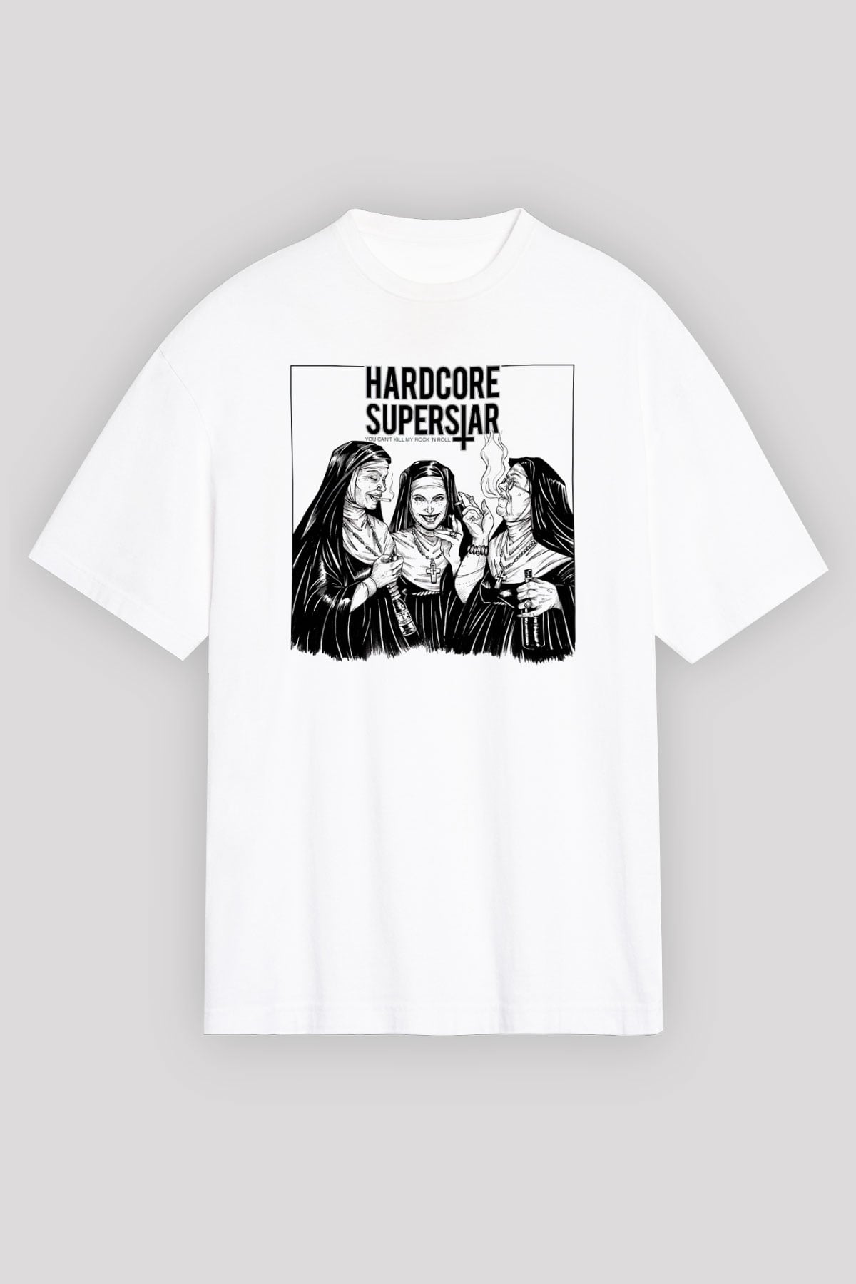 Hardcore Superstar Beyaz Unisex Oversize Tişört T-Shirt