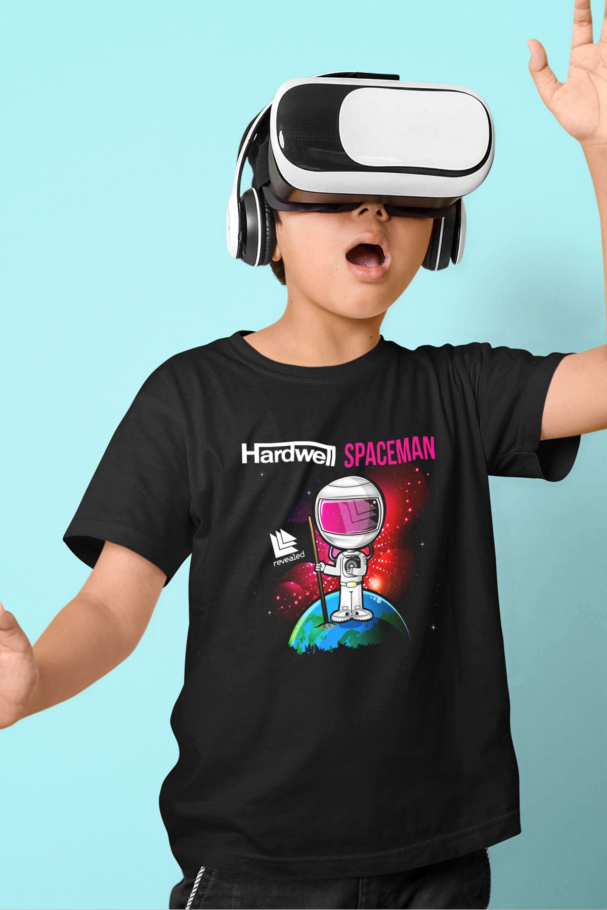 Hardwell Baskılı Siyah Unisex Çocuk Tişört