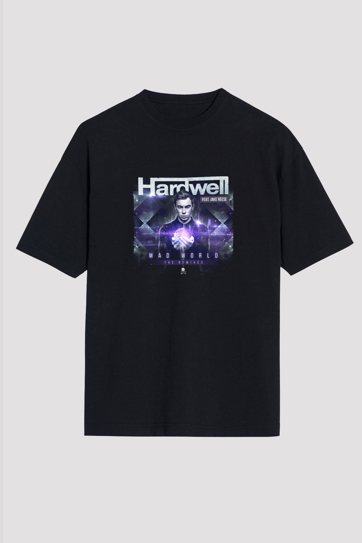 Hardwell Baskılı Unisex Oversize Siyah Tişört