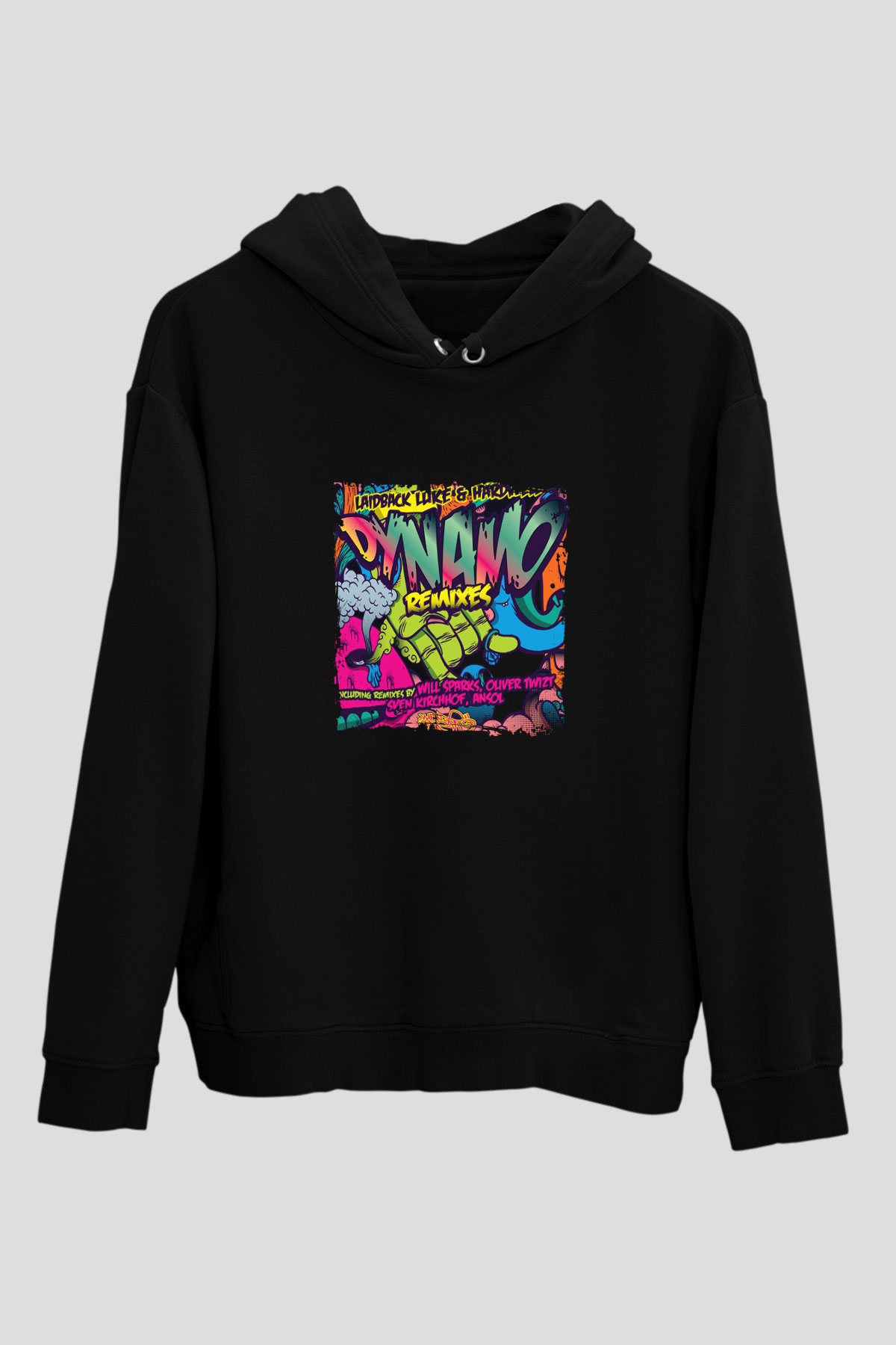Hardwell Baskılı Unisex Siyah Hoodie