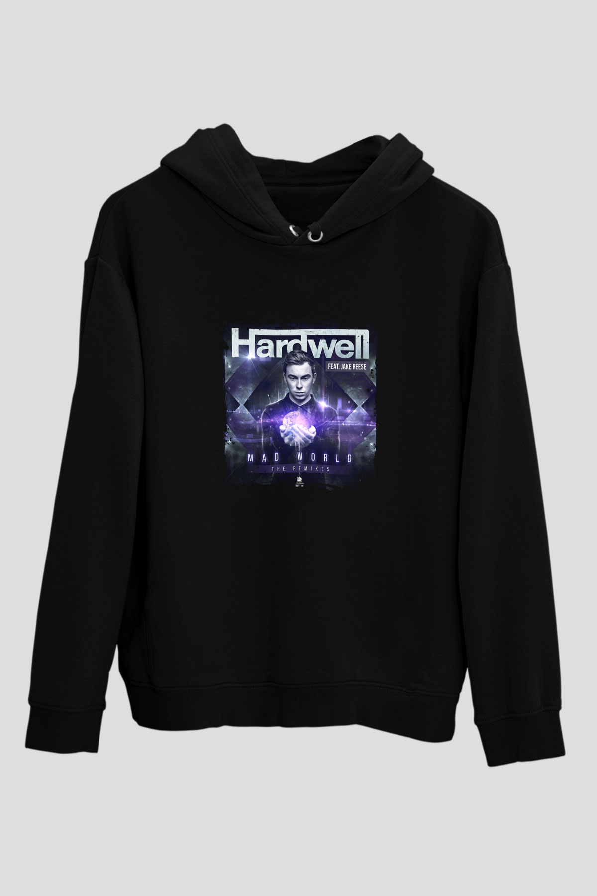 Hardwell Baskılı Unisex Siyah Hoodie