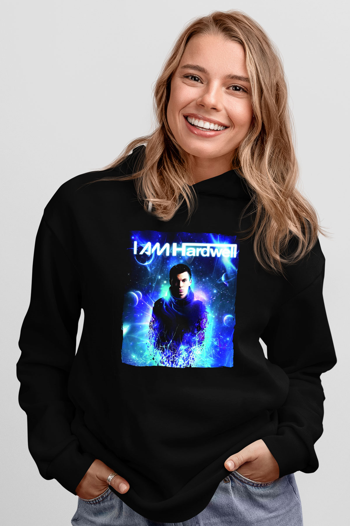 Hardwell Siyah Unisex Kapüşonlu Sweatshirt