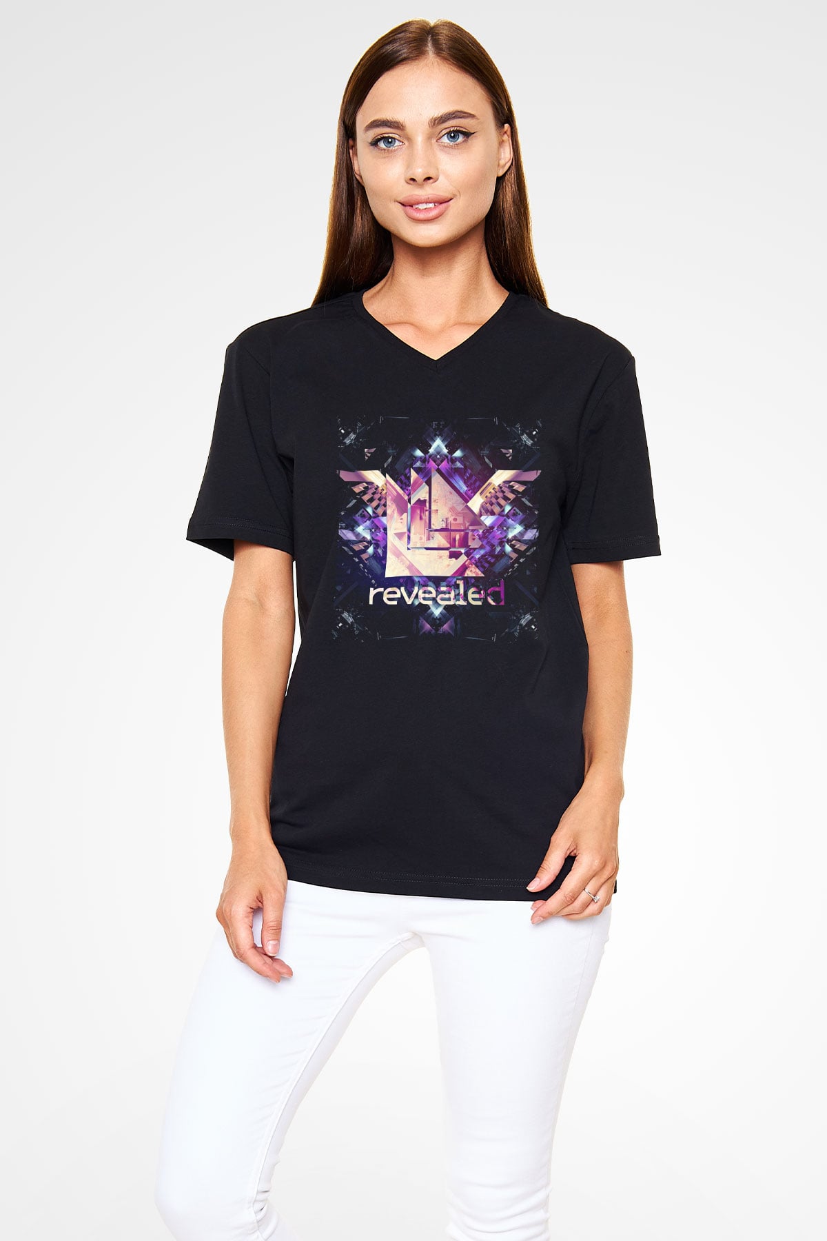 Hardwell Siyah Unisex V Yaka Tişört