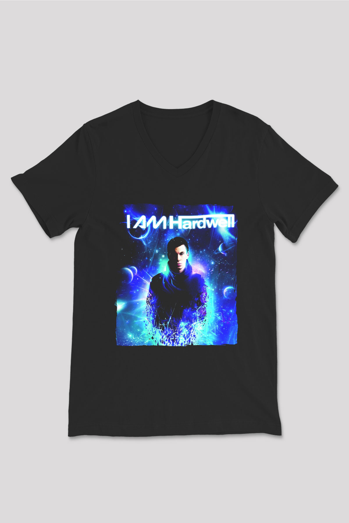 Hardwell Siyah Unisex V Yaka Tişört