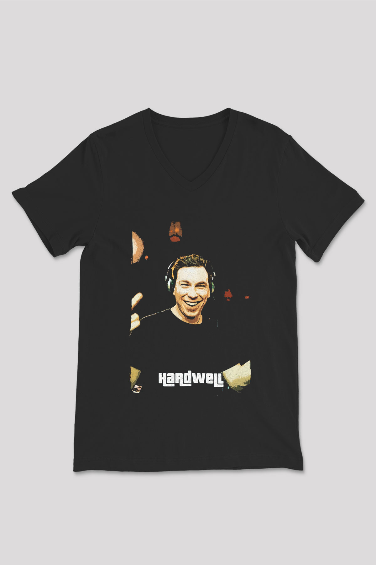 Hardwell Siyah Unisex V Yaka Tişört