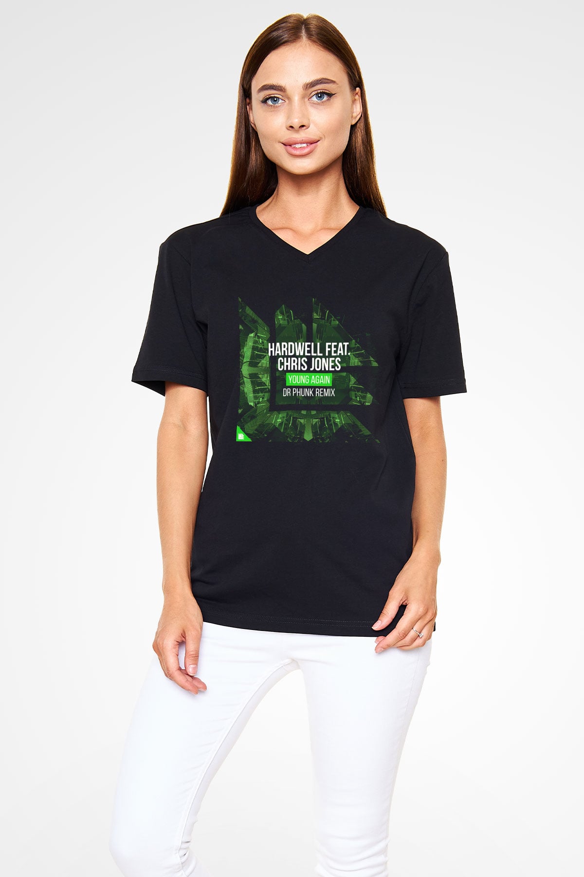 Hardwell Siyah Unisex V Yaka Tişört