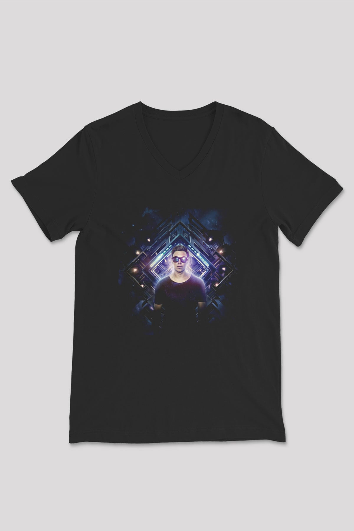Hardwell Siyah Unisex V Yaka Tişört