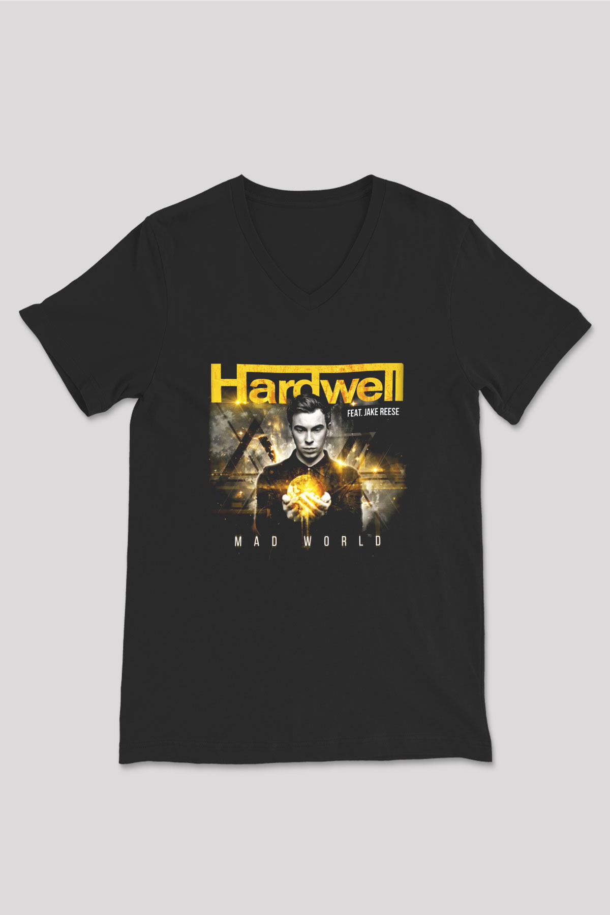 Hardwell Siyah Unisex V Yaka Tişört T-Shirt