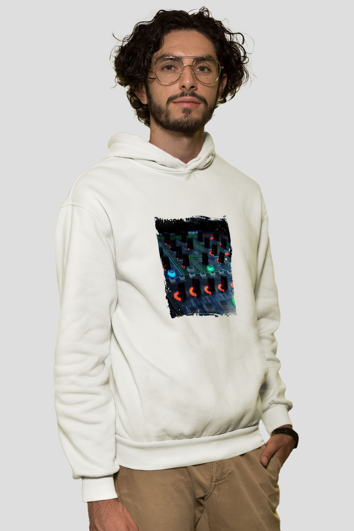 HardwellBaskılı Beyaz Hoodie