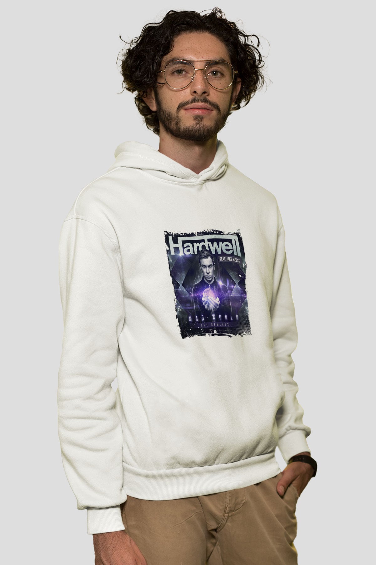 HardwellBaskılı Beyaz Hoodie