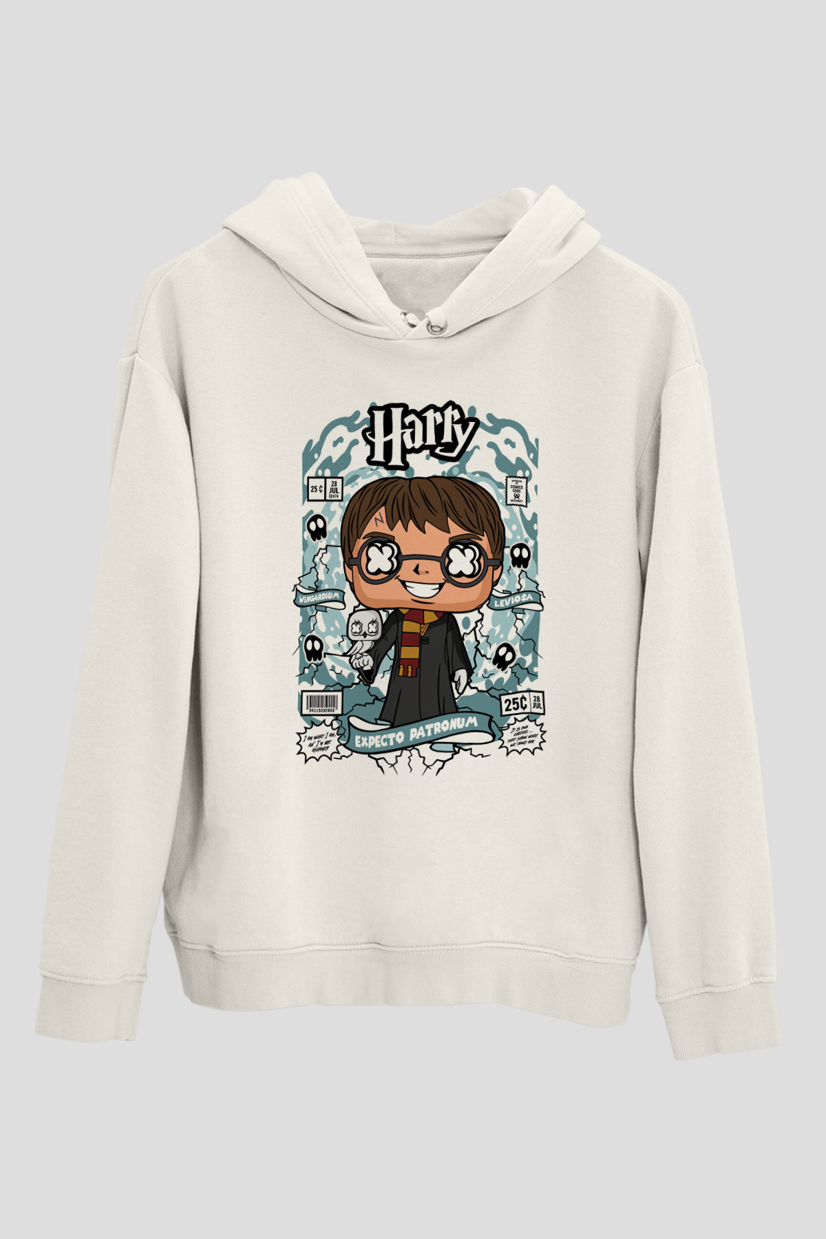 Harry Baskılı Unisex Beyaz Hoodie