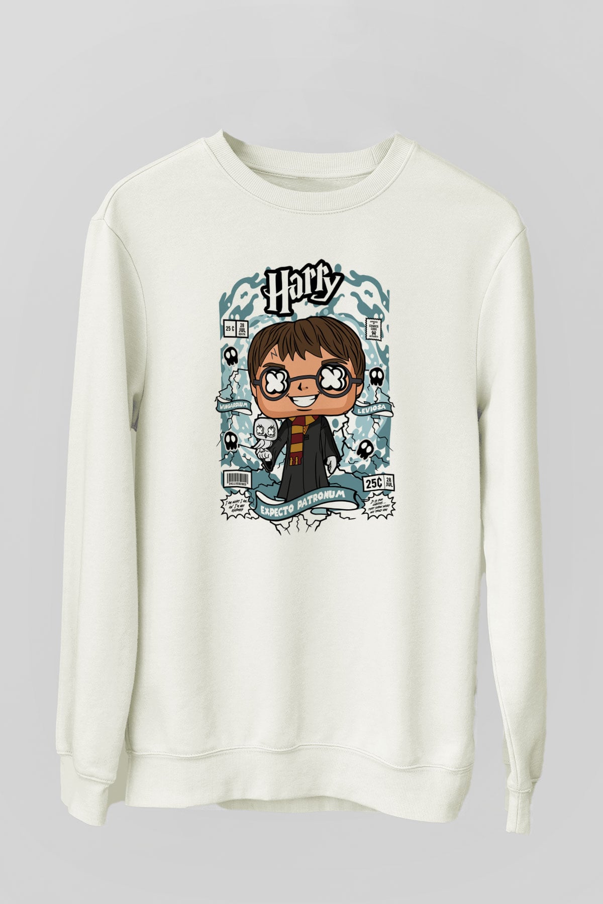 Harry Baskılı Unisex Beyaz Sweatshirt