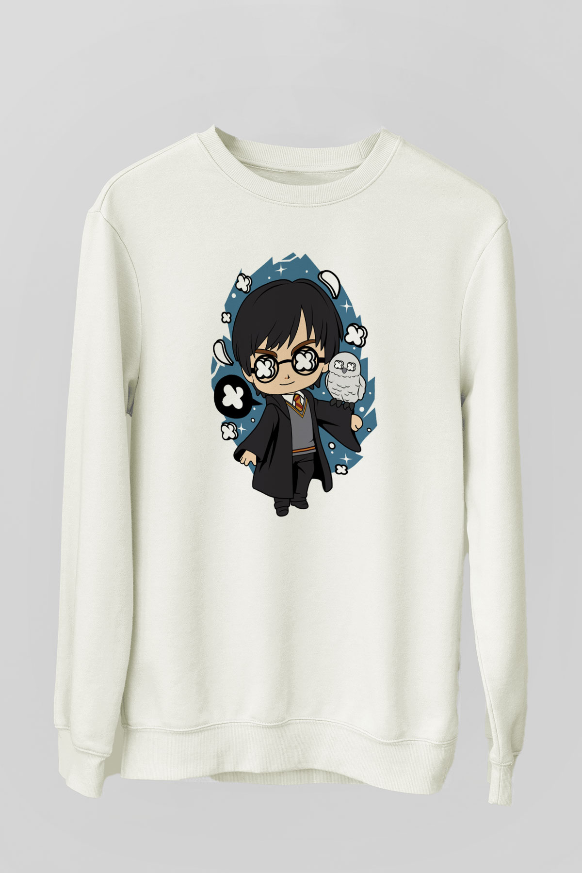 Harry Baskılı Unisex Beyaz Sweatshirt