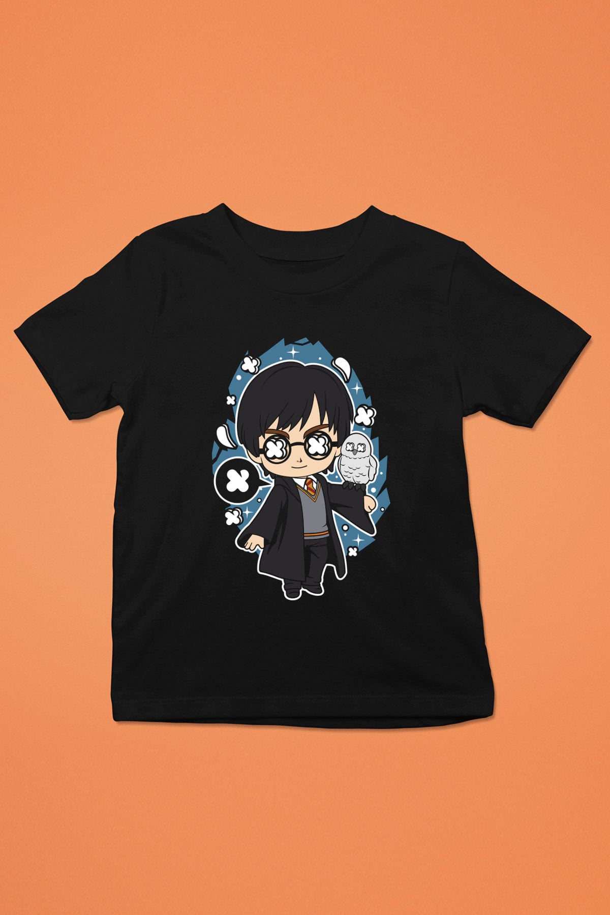 Harry Baskılı Unisex Siyah Çocuk Tişört