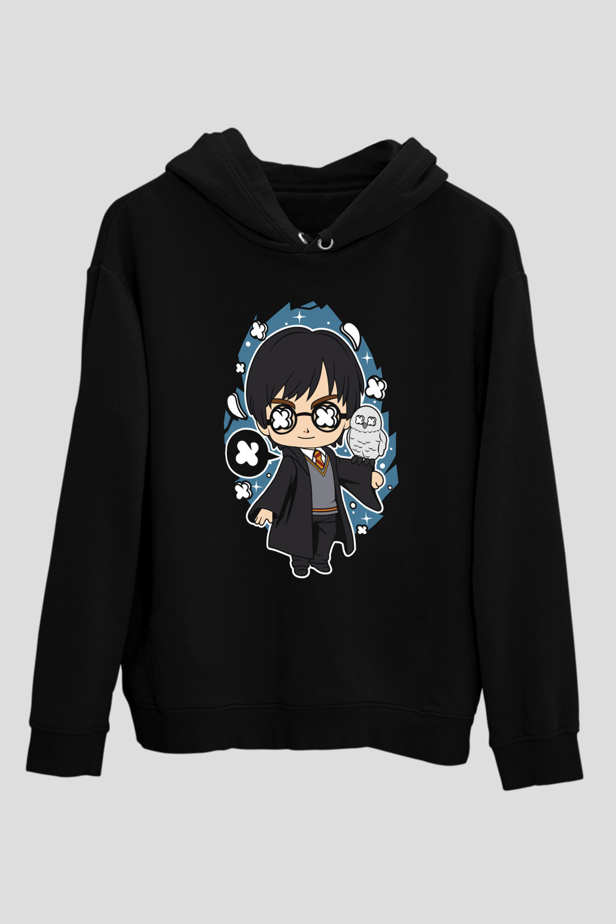 Harry Baskılı Unisex Siyah Hoodie
