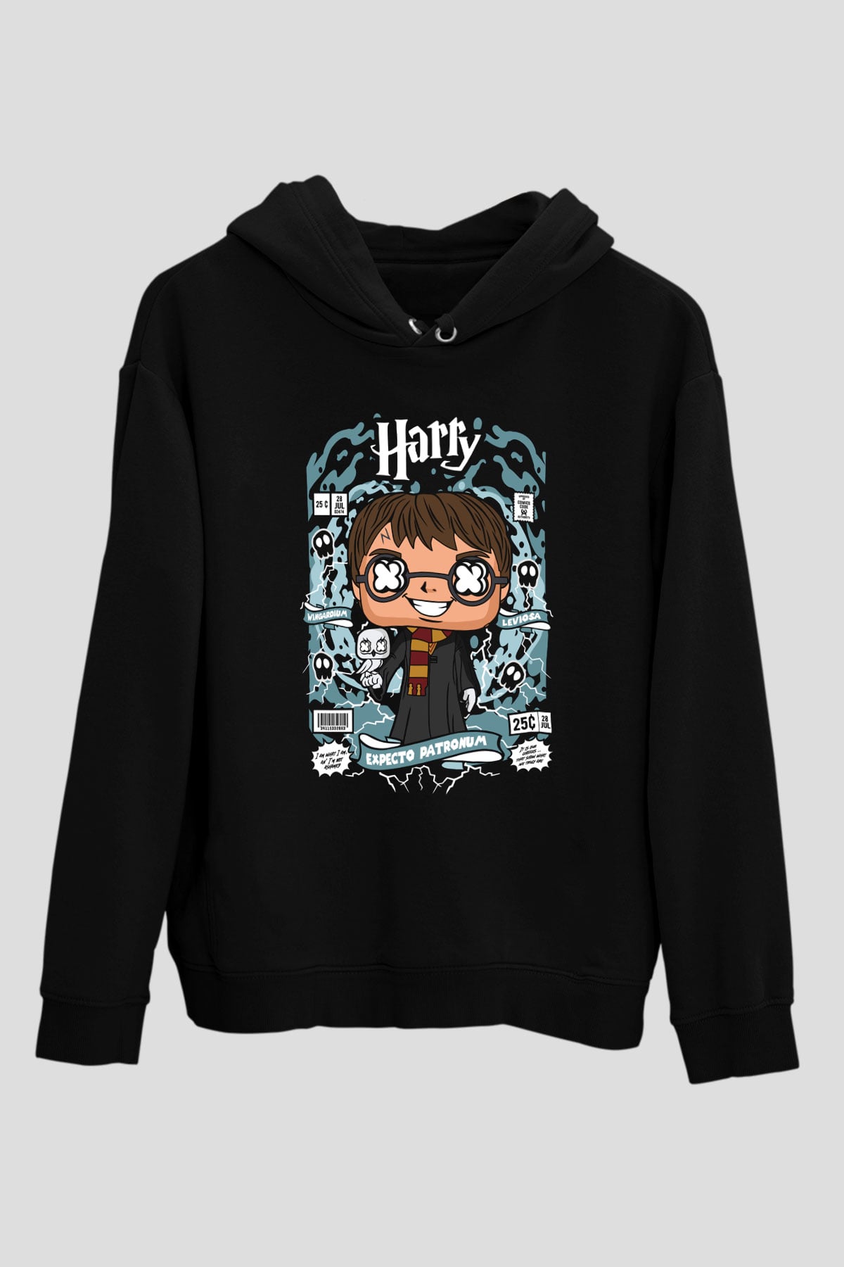 Harry Baskılı Unisex Siyah Hoodie