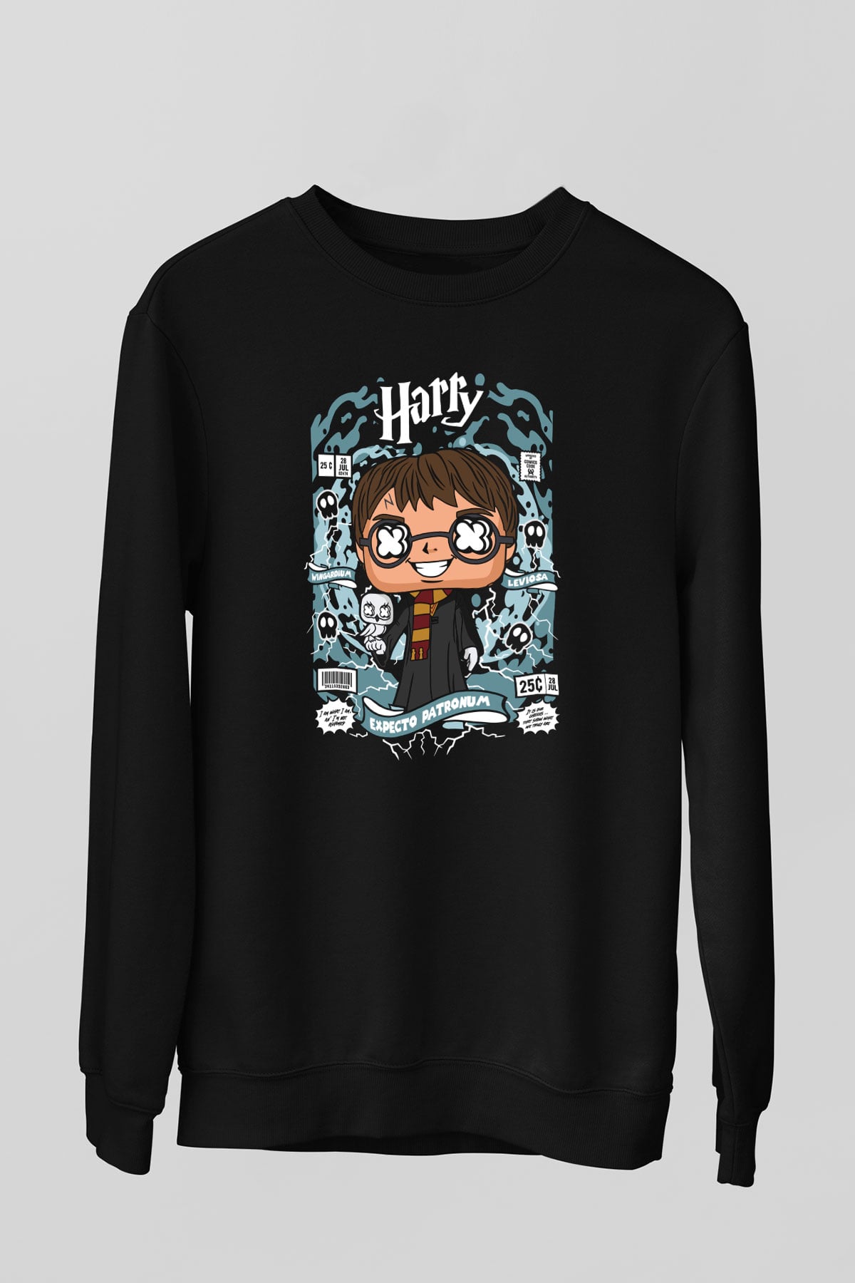 Harry Baskılı Unisex Siyah Sweatshirt