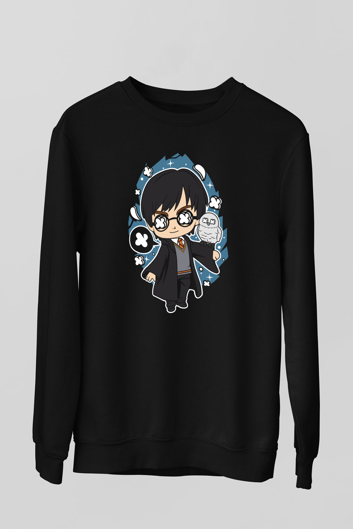 Harry Baskılı Unisex Siyah Sweatshirt