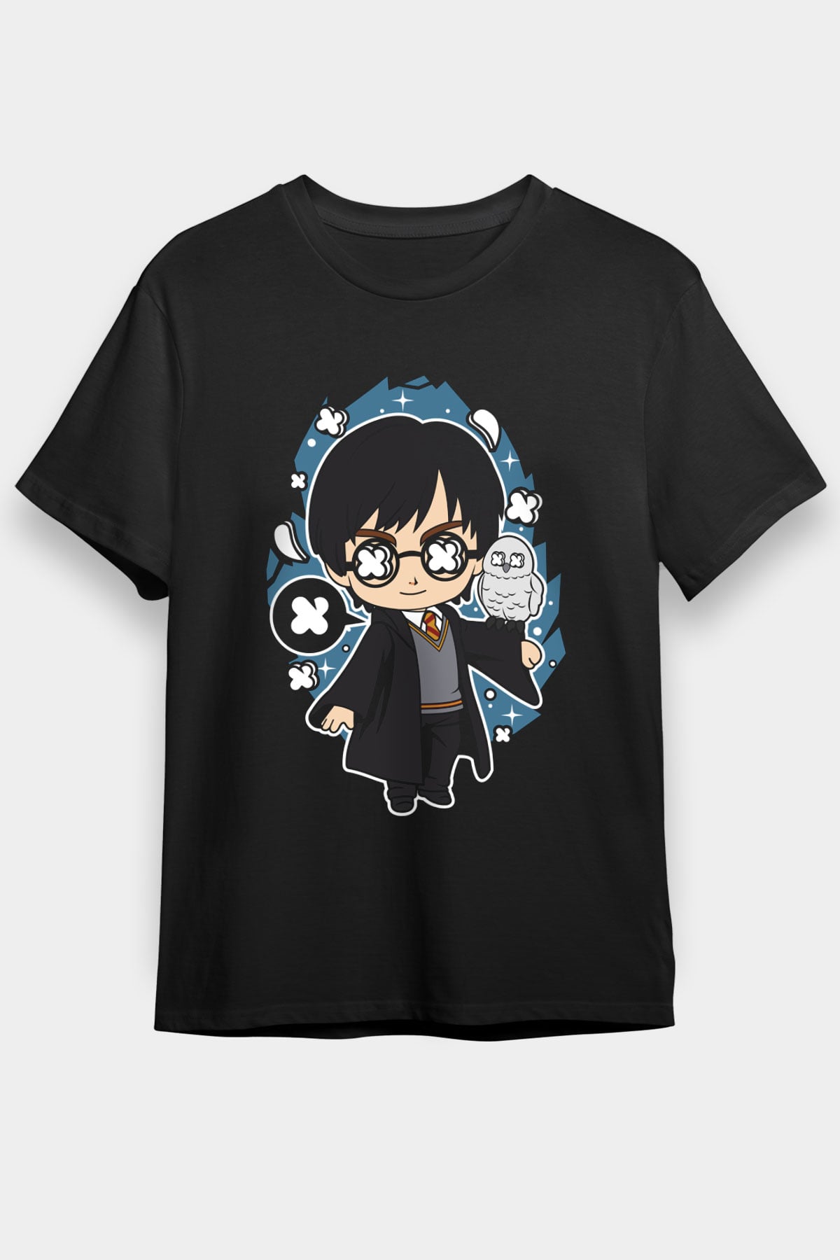 Harry Baskılı Unisex Siyah Tişört