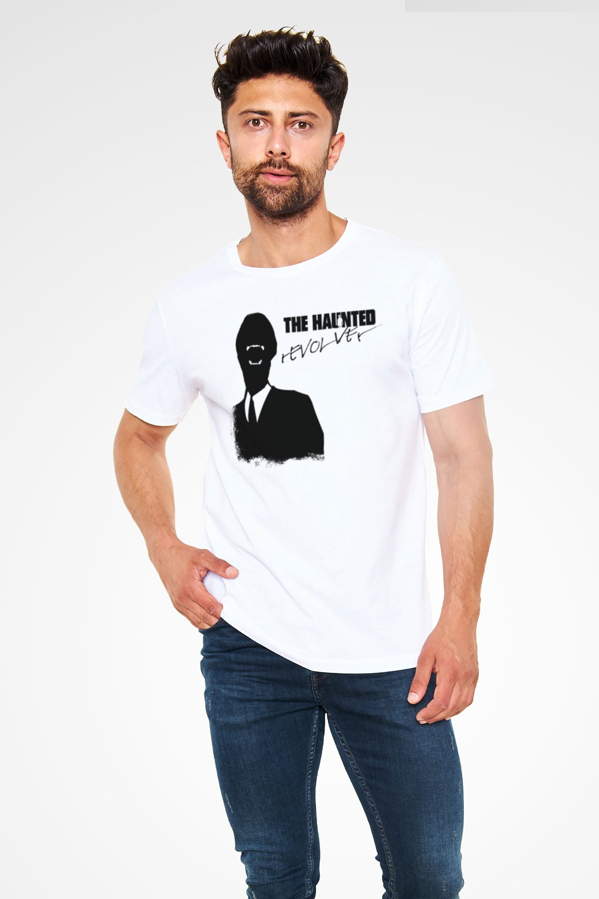 Haunted (The) Baskılı Unisex Beyaz Tişört