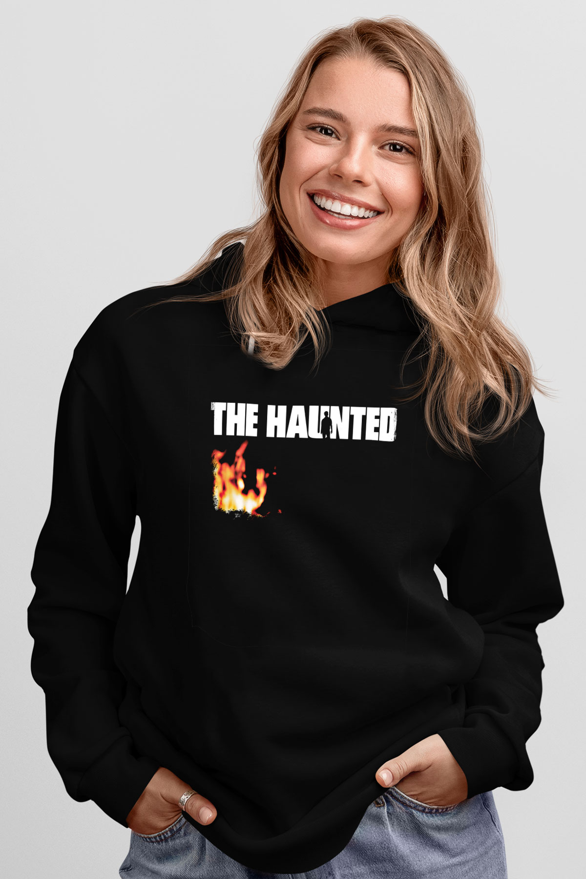 Haunted (The) Baskılı Unisex Siyah Hoodie