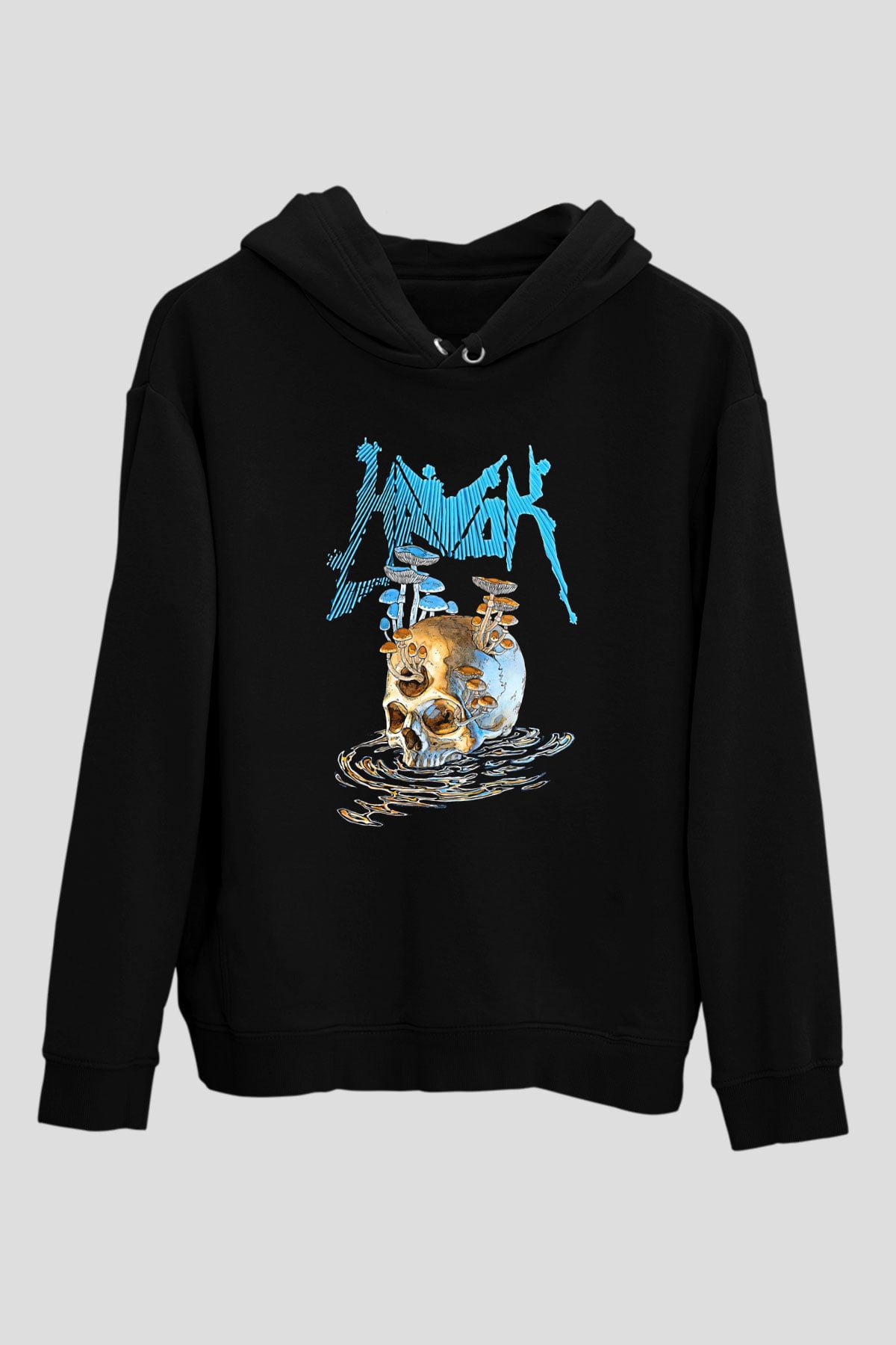 Havok Baskılı Unisex Siyah Kapüşonlu Sweatshirt