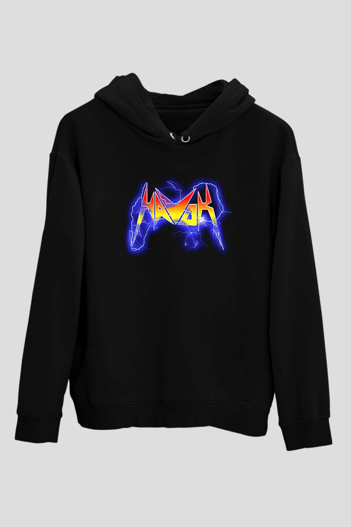 Havok Baskılı Unisex Siyah Kapüşonlu Sweatshirt