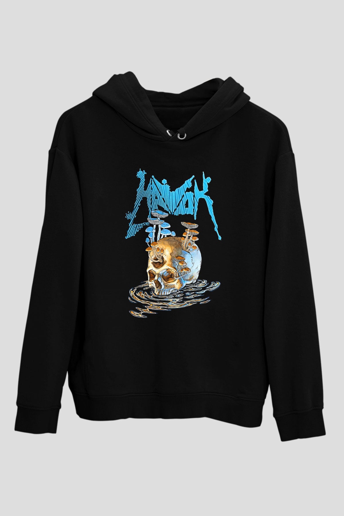 Havok Baskılı Unisex Siyah Kapüşonlu Sweatshirt