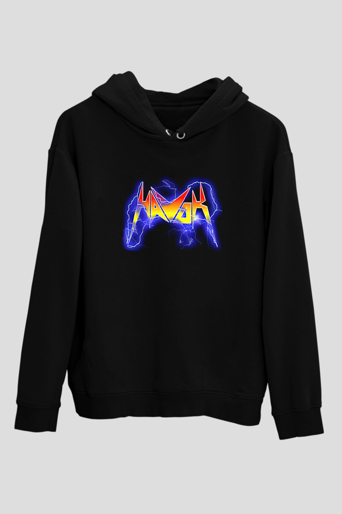 Havok Baskılı Unisex Siyah Kapüşonlu Sweatshirt