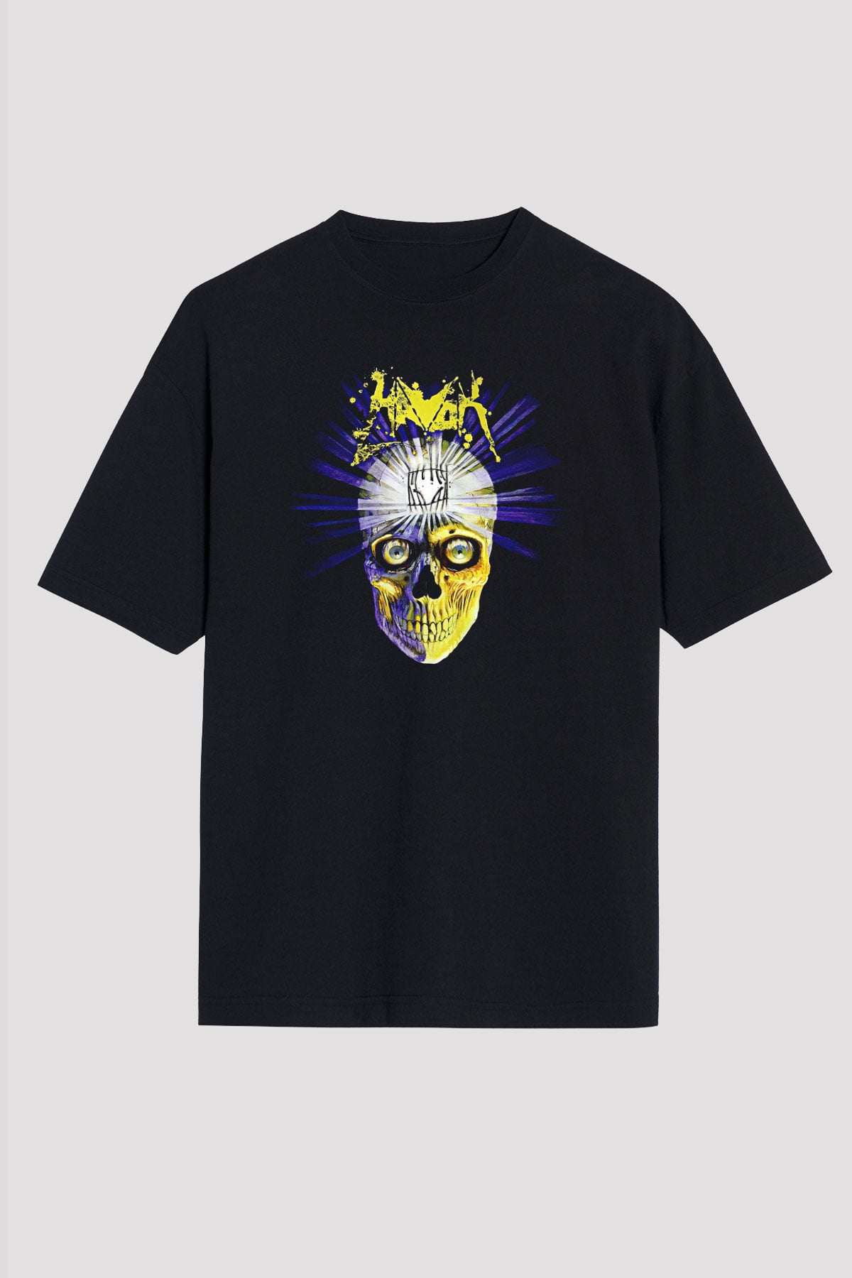 Havok Baskılı Unisex Siyah Oversize Tişört - Tshirt
