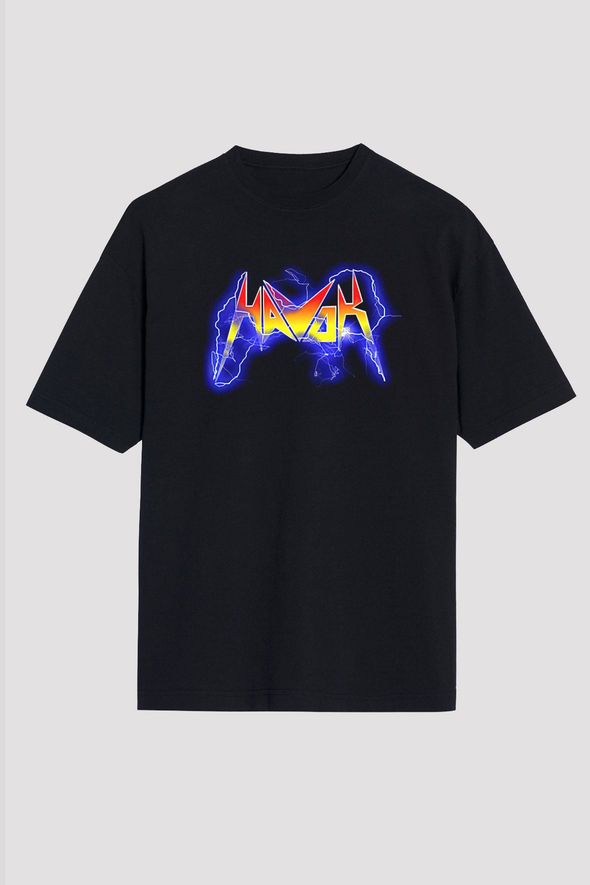 Havok Baskılı Unisex Siyah Oversize Tişört - Tshirt