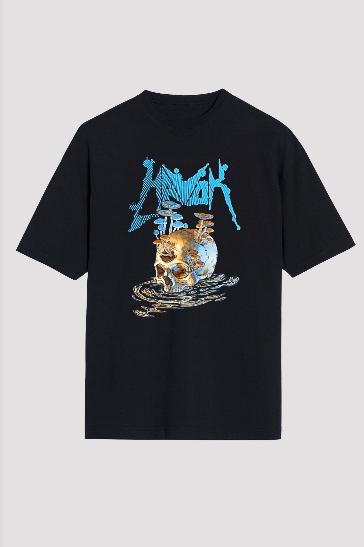 Havok Baskılı Unisex Siyah Oversize Tişört - Tshirt