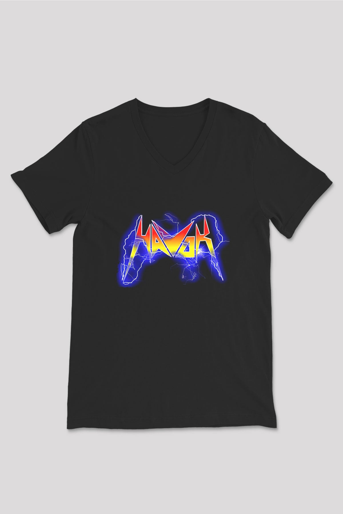 Havok Baskılı Unisex Siyah V Yaka Tişört - Tshirt