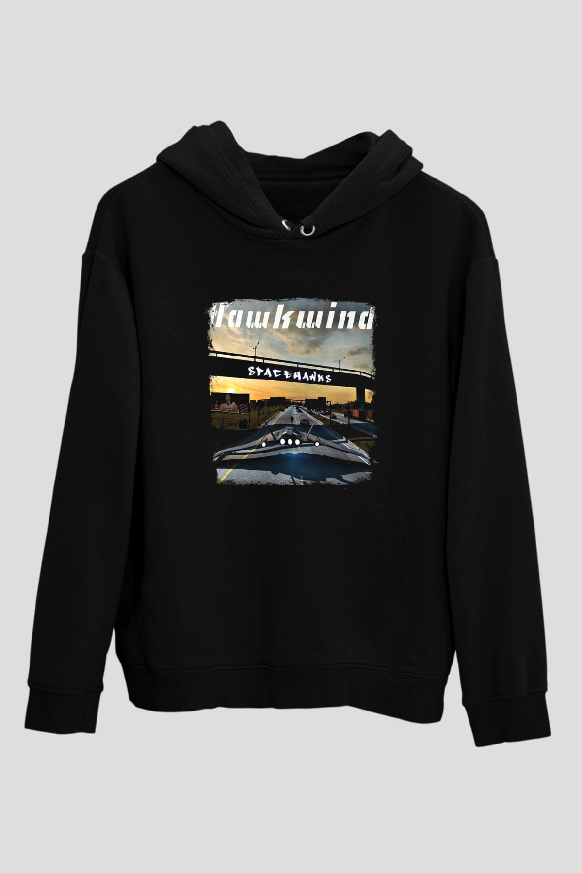 Hawkwind Baskılı Unisex Siyah Hoodie