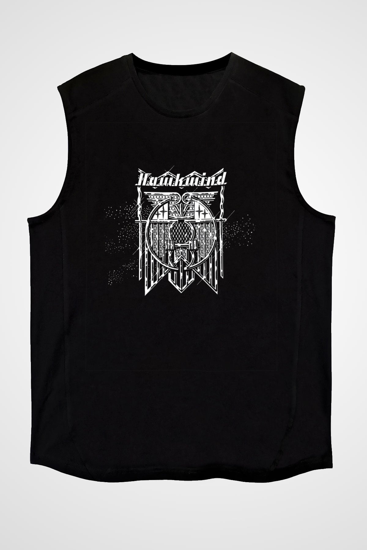 Hawkwind Baskılı Unisex Siyah Kolsuz Tişört