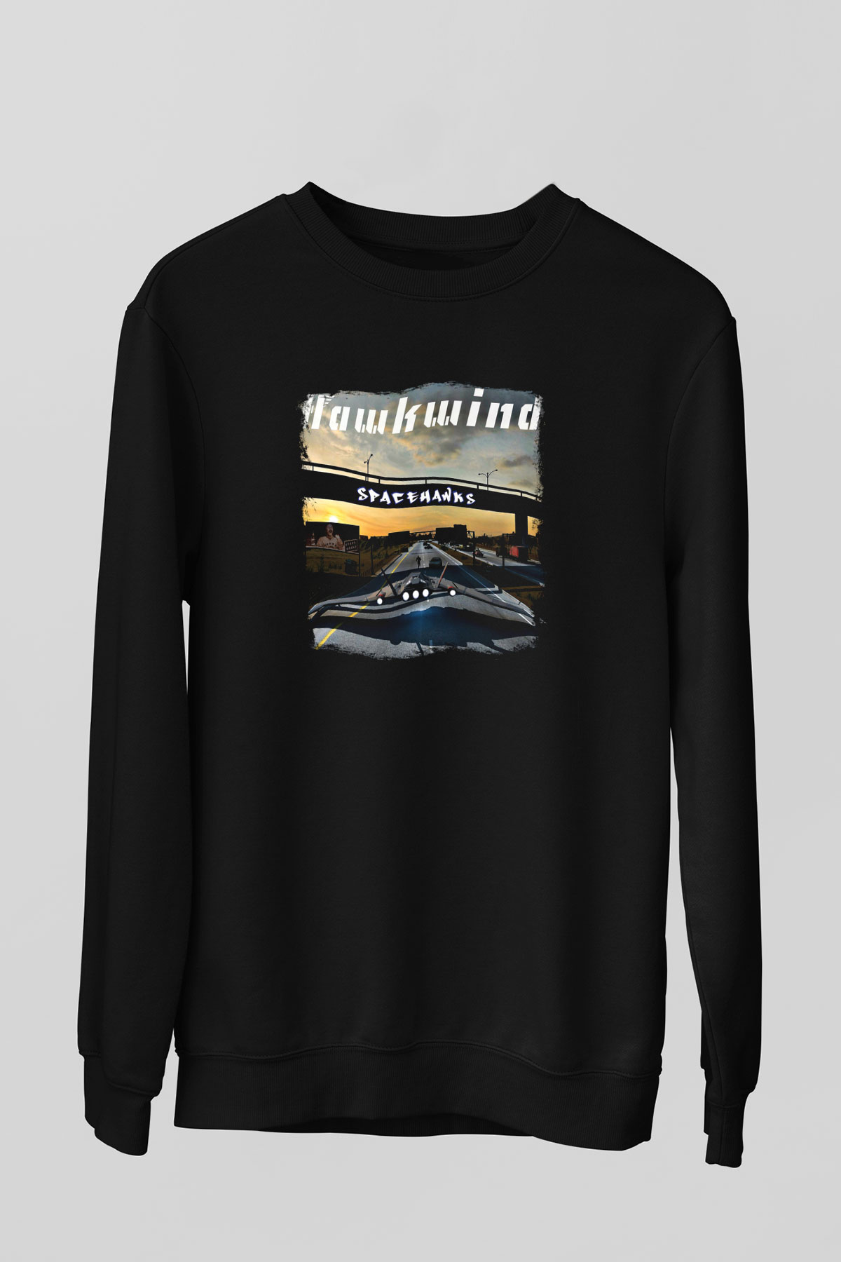 Hawkwind Baskılı Unisex Siyah Sweatshirt