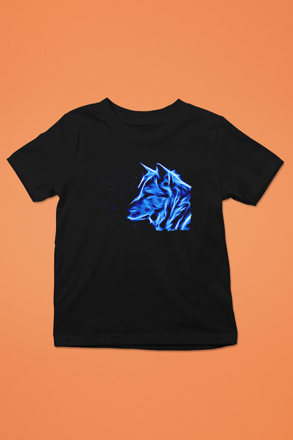 Hayalet Kurt Baskılı Unisex Siyah  Çocuk Tişört