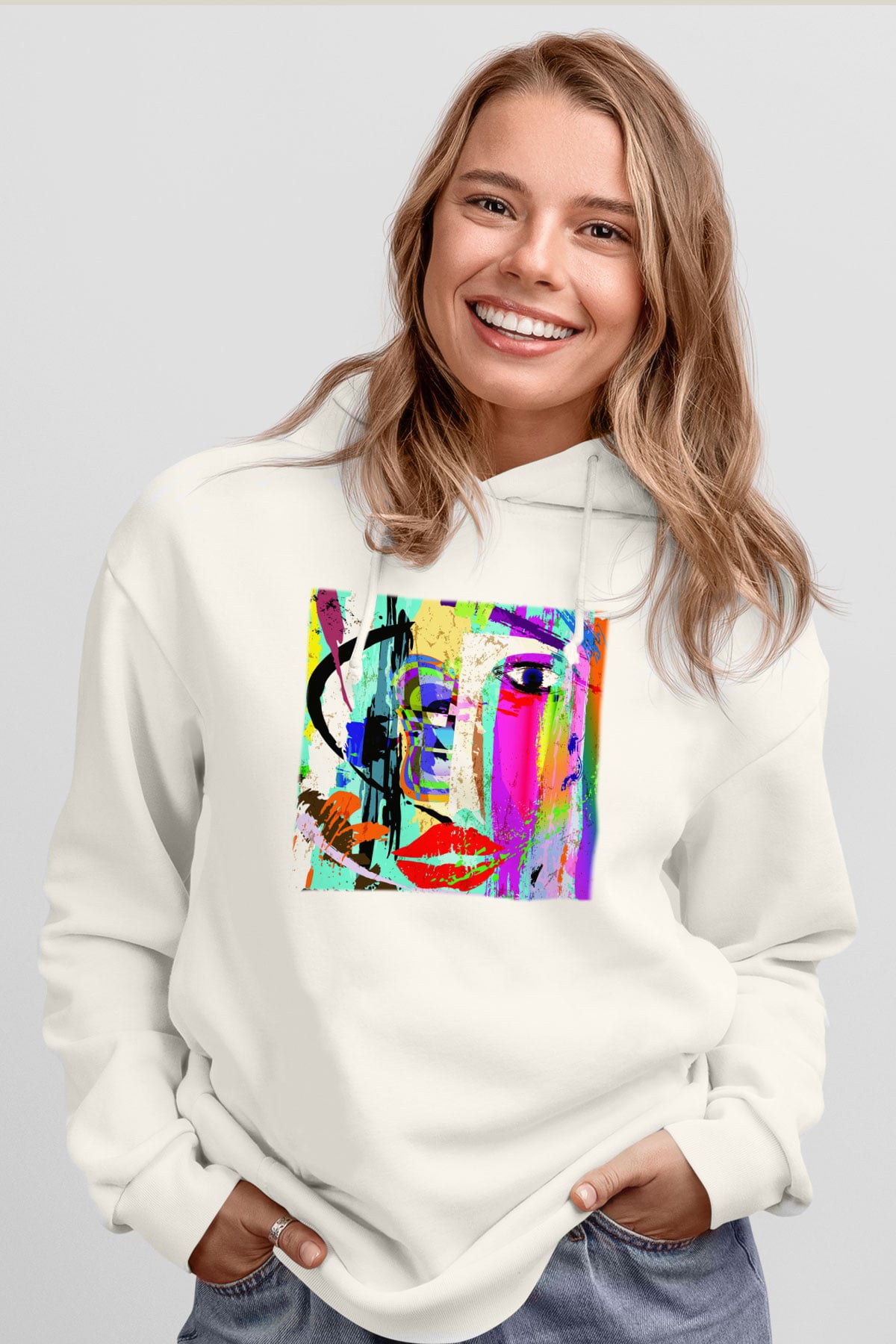 Hayat Beyaz Unisex Kapşonlu Sweatshirt