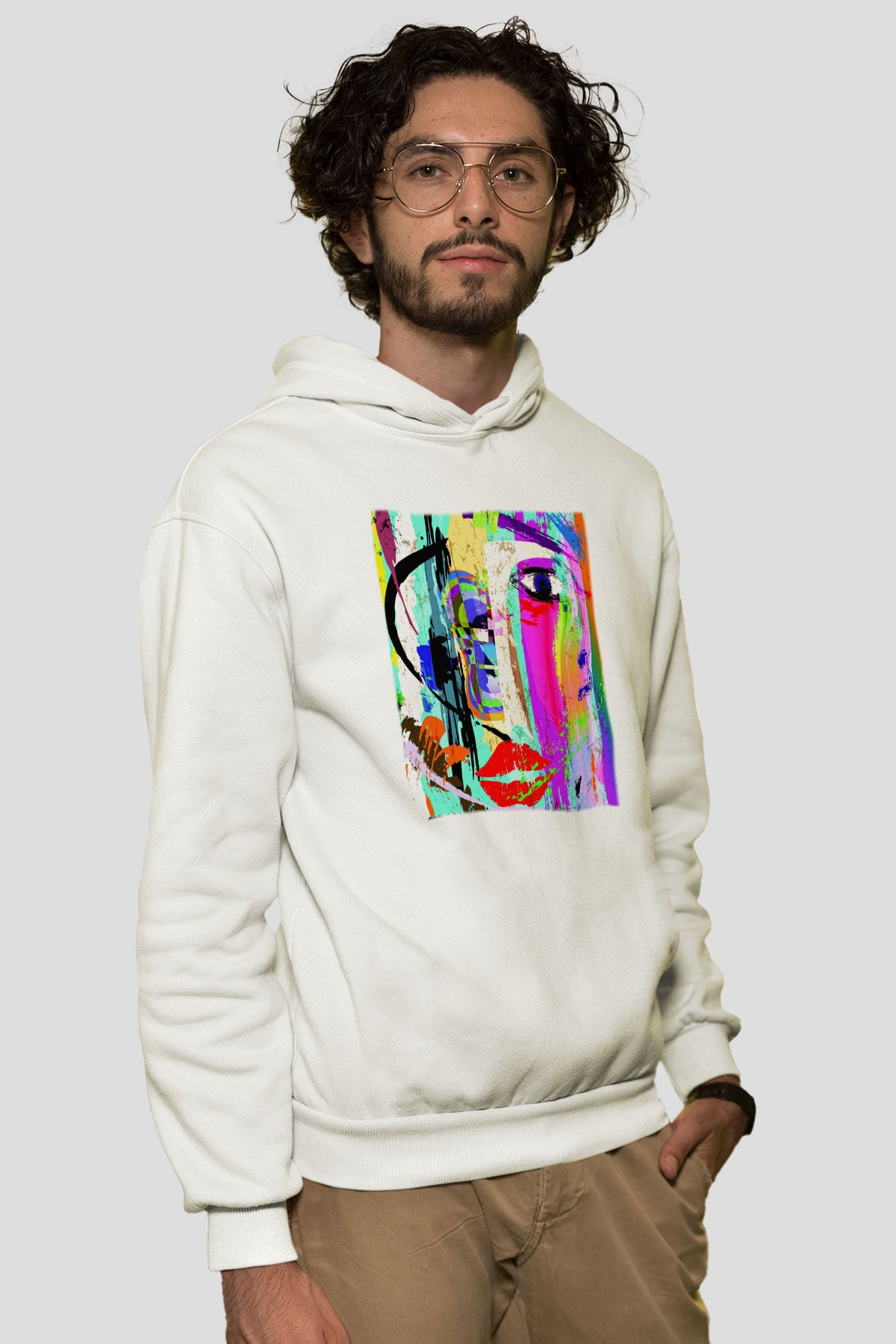 Hayat Beyaz Unisex Kapşonlu Sweatshirt