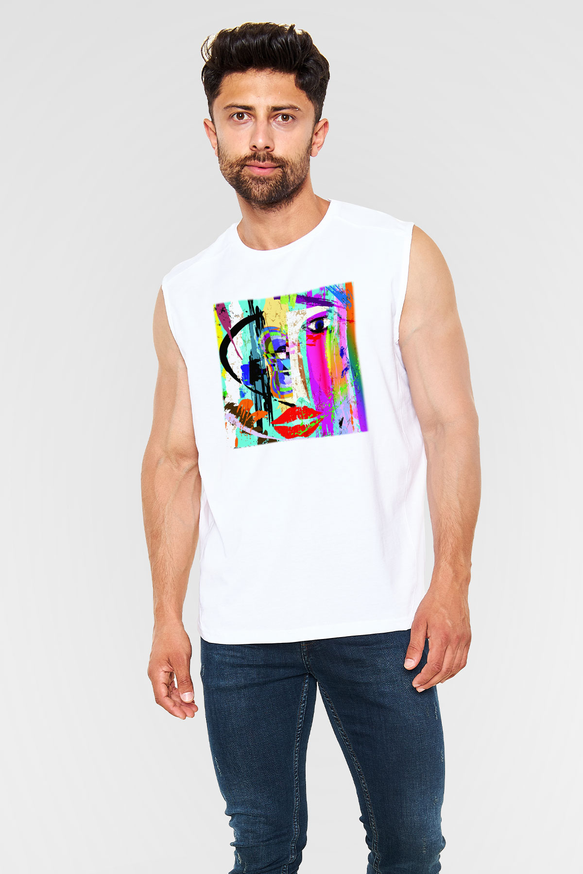 Hayat Beyaz Unisex Kolsuz Tişört