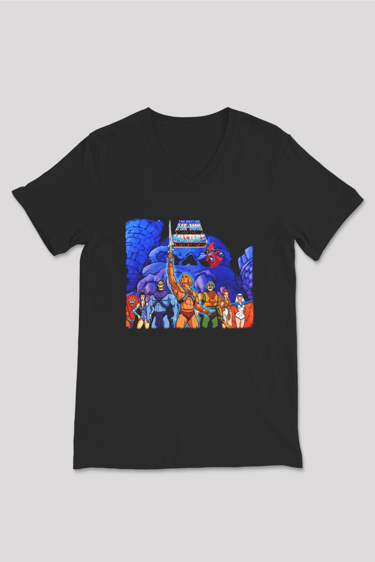 He-Man and the Masters of Universe Siyah Unisex V Yaka Tişört