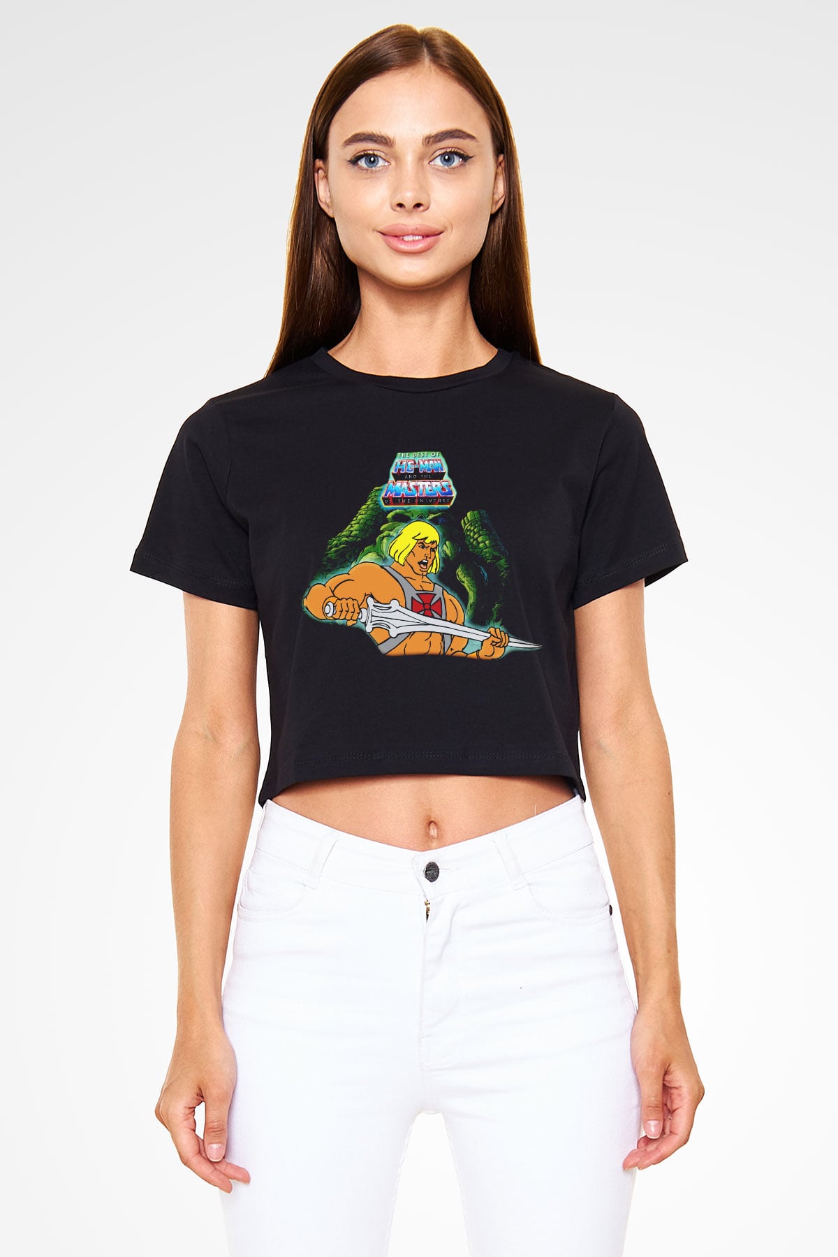 He-Man and the Masters of Universe Siyah Crop Top Tişört