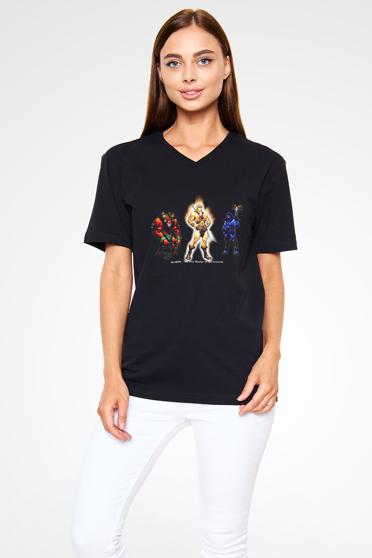 He-Man and the Masters of Universe Siyah Unisex V Yaka Tişört