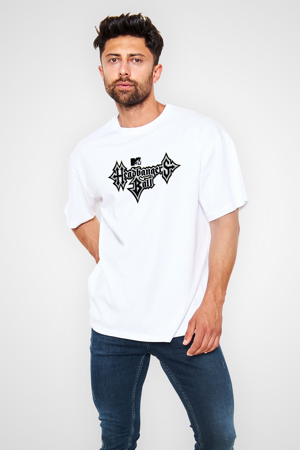 Headbangers Ball Beyaz Unisex Oversize Tişört T-Shirt