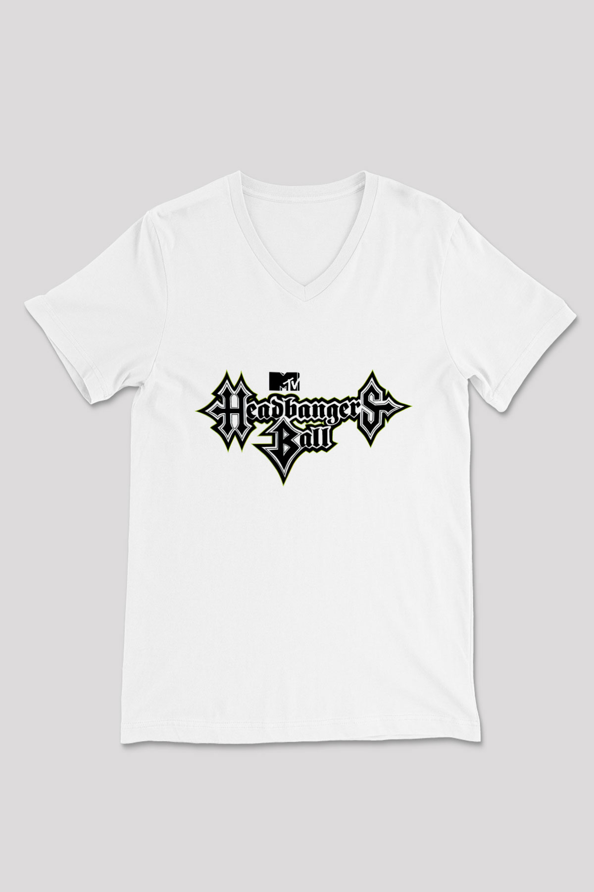 Headbangers Ball Beyaz Unisex V Yaka Tişört